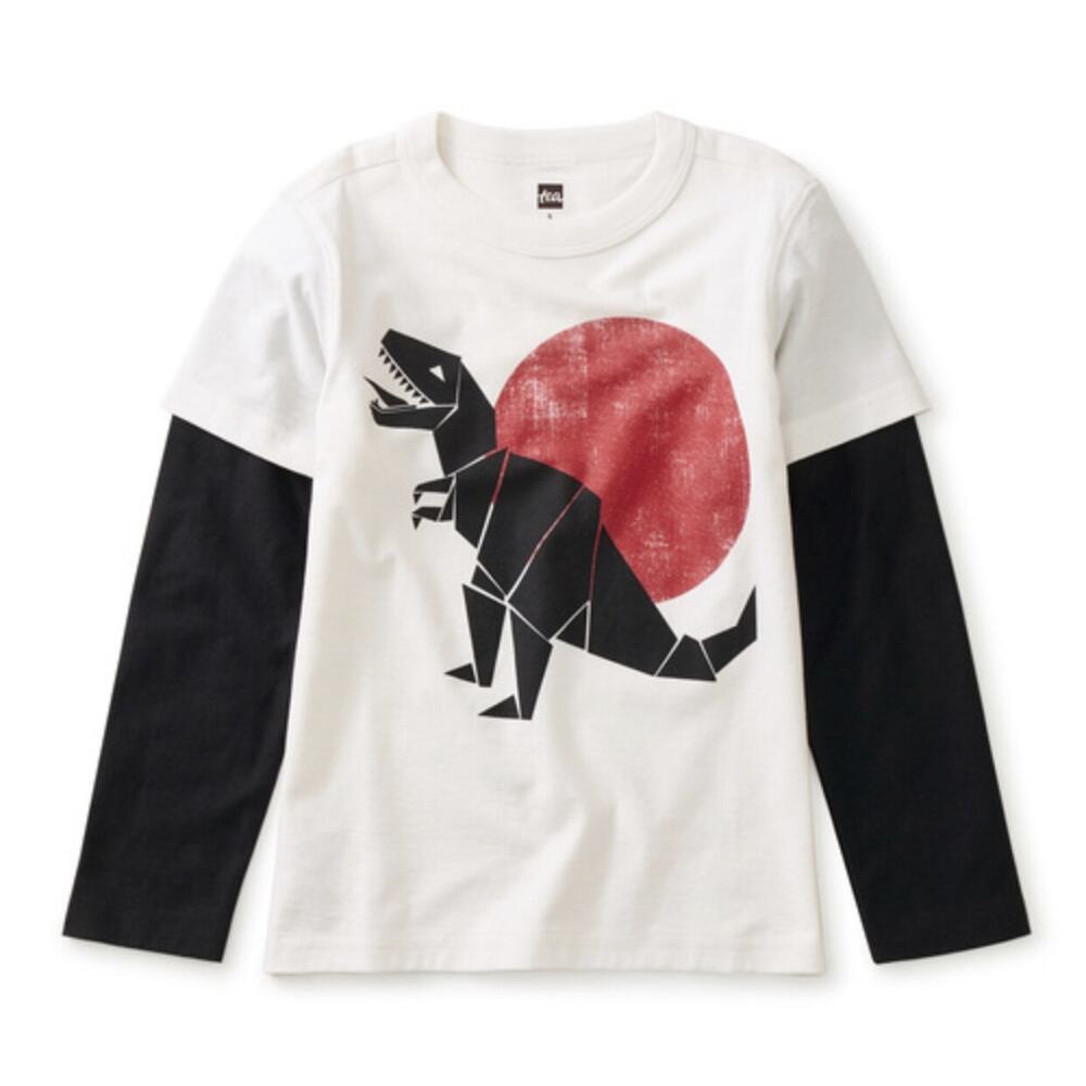 Tea NWT Long Sleeve T-Rex Layered Graphic Tee. Size 4.